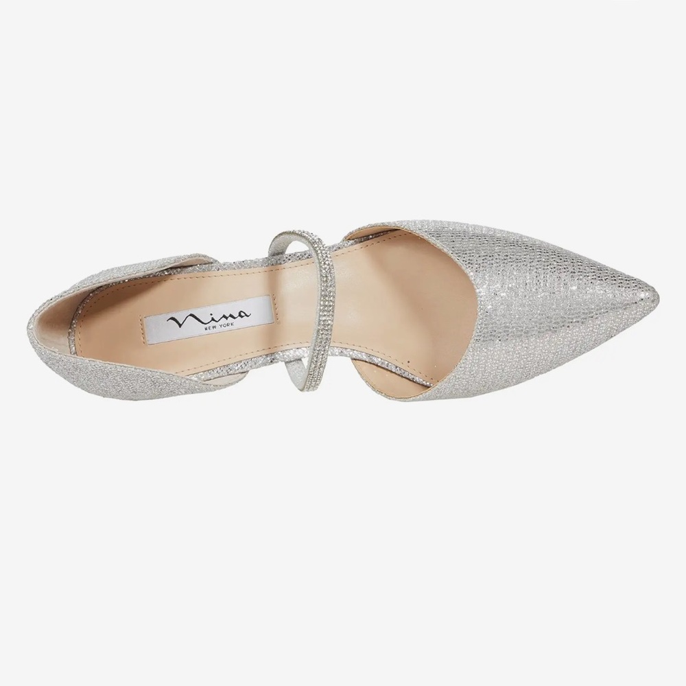 NEW NINA SILVER SHIMMER BRYSTOL D'ORSAY DRESS PUMP SIZE 9 - Picture 3 of 15